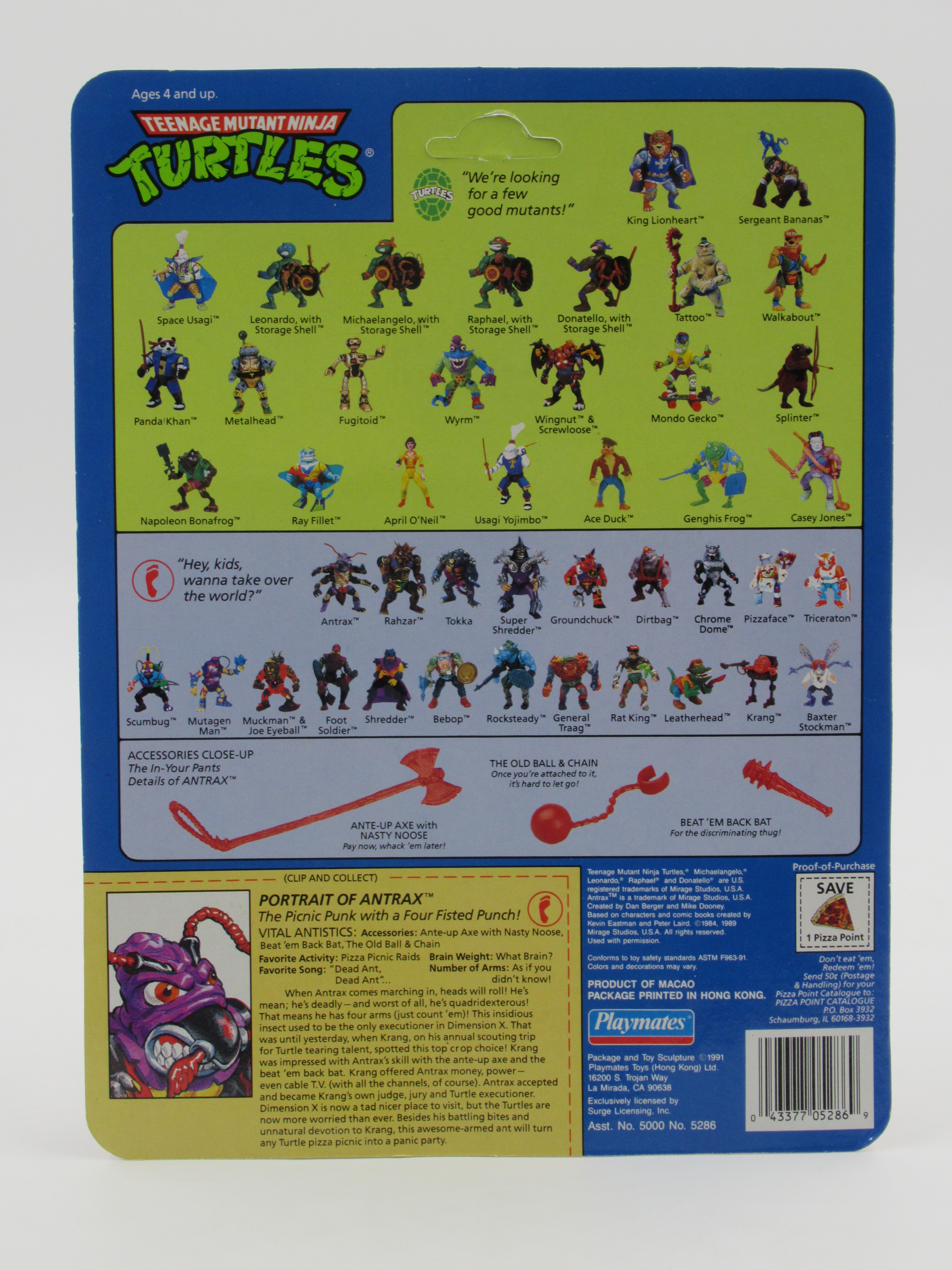 Teenage Mutant Ninja Turtles Antrax 4.5" Figure TMNTs - Playmates (1991)